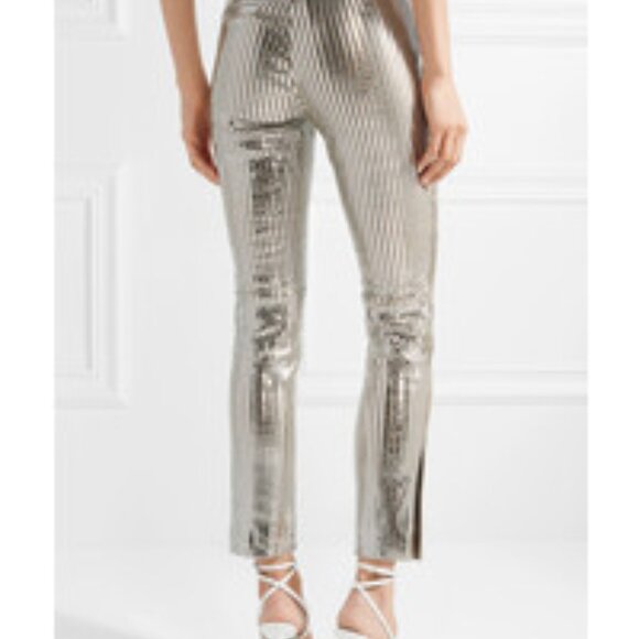 Isabel Marant Silver Leather Novida Pants FR34 US2 - Picture 3 of 5